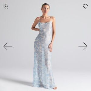 NWT Skims romance long slip dress blue quartz cloud size small